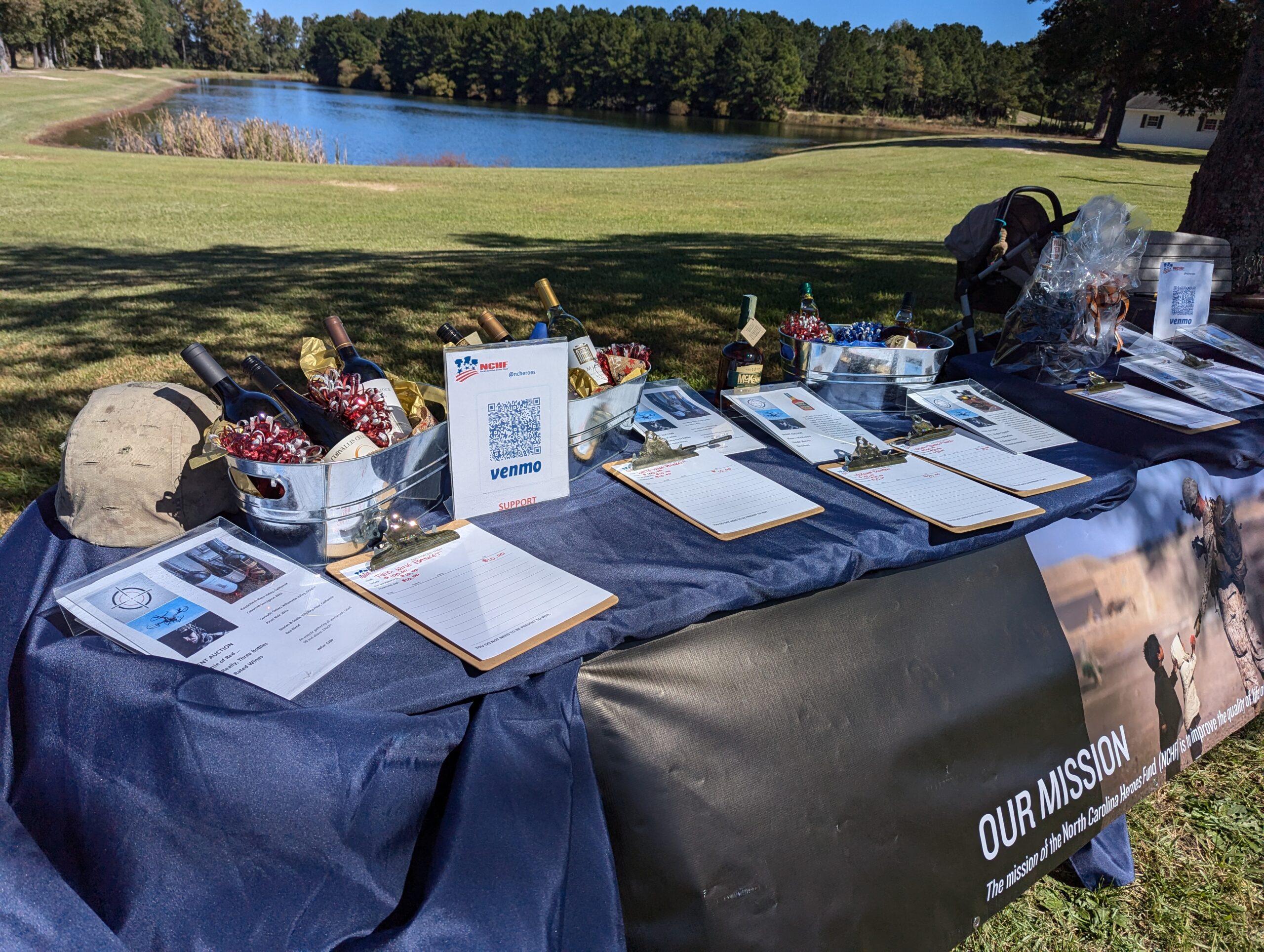 welcome and tabling station for the Guns and Drones event